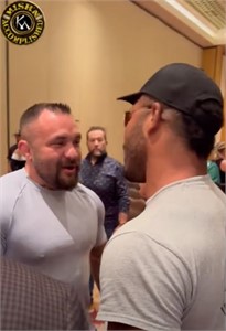 Lorenzo “The Juggernaut” Hunt and Mike “The Marine” Richman confront each other at BKFC 26